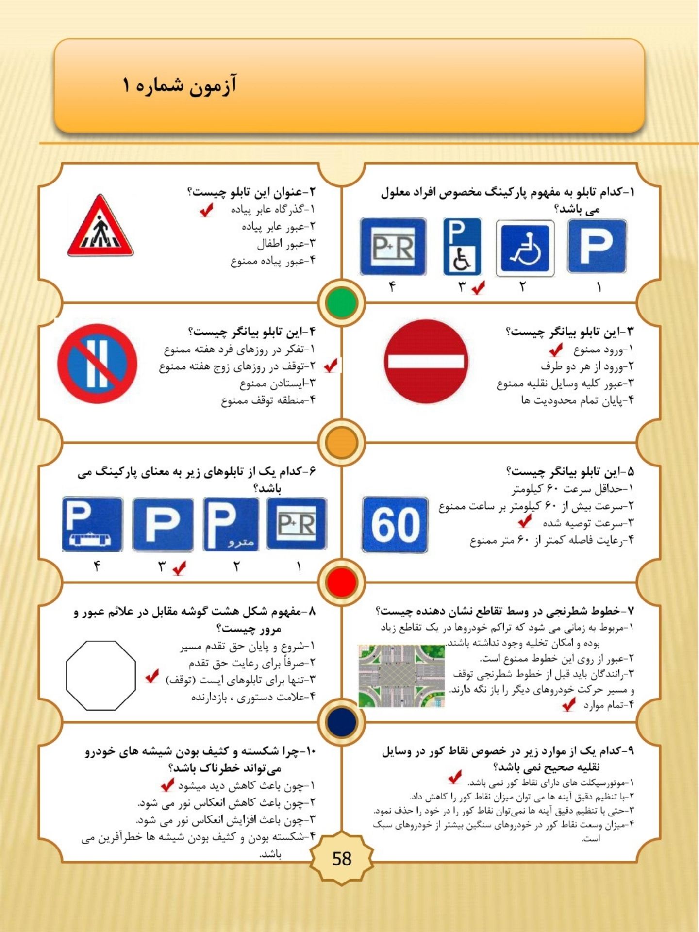 سوالات اصلی آزمون آیین نامه راهنمایی و رانندگی 1404 100% قبولی تضمینی